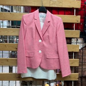 Le Suit Womens Tweed Three Button Skirt Suit, strawberry/vanilla